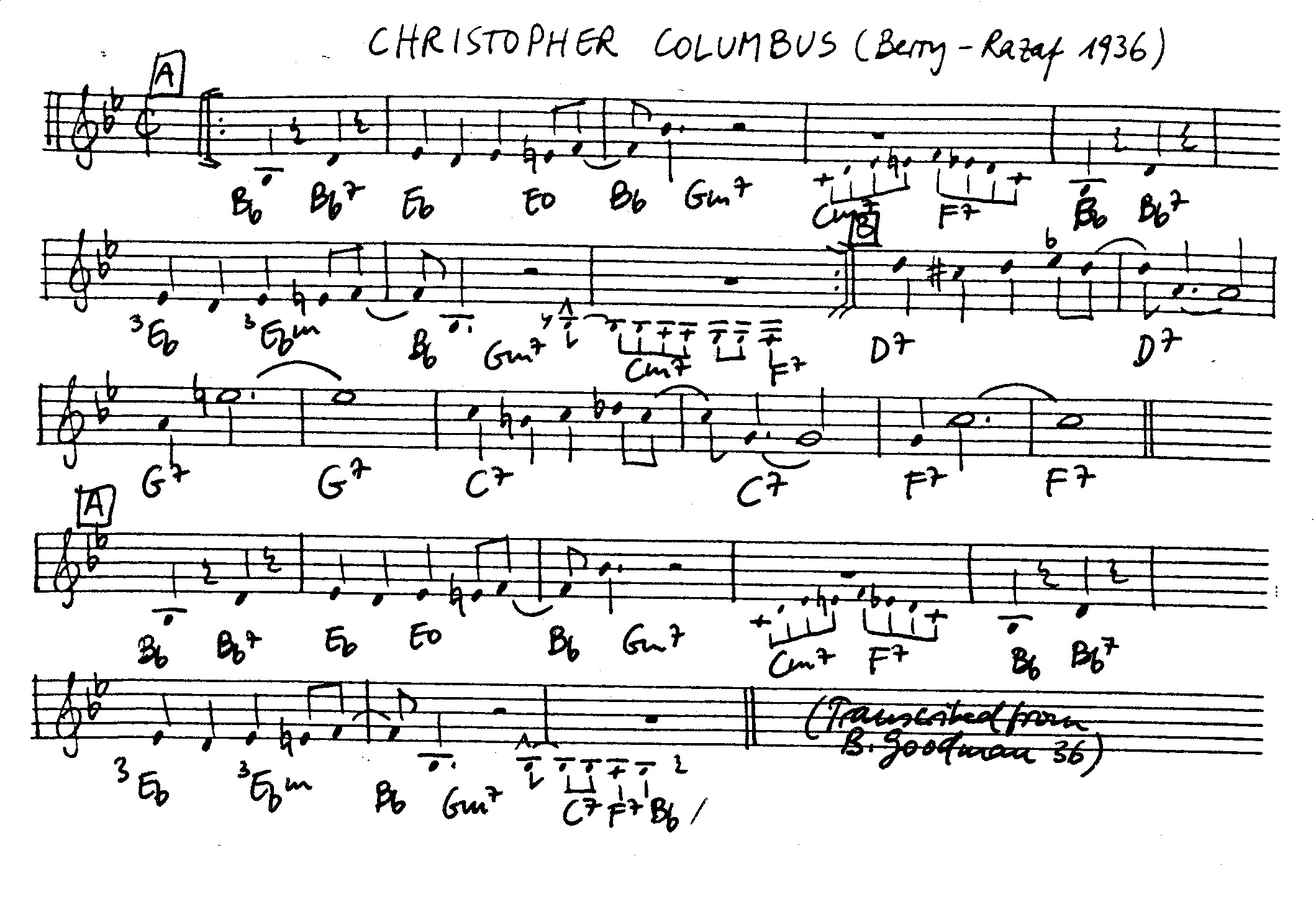 christopher columbus leadsheet – book us for your next 20s or gatsby event